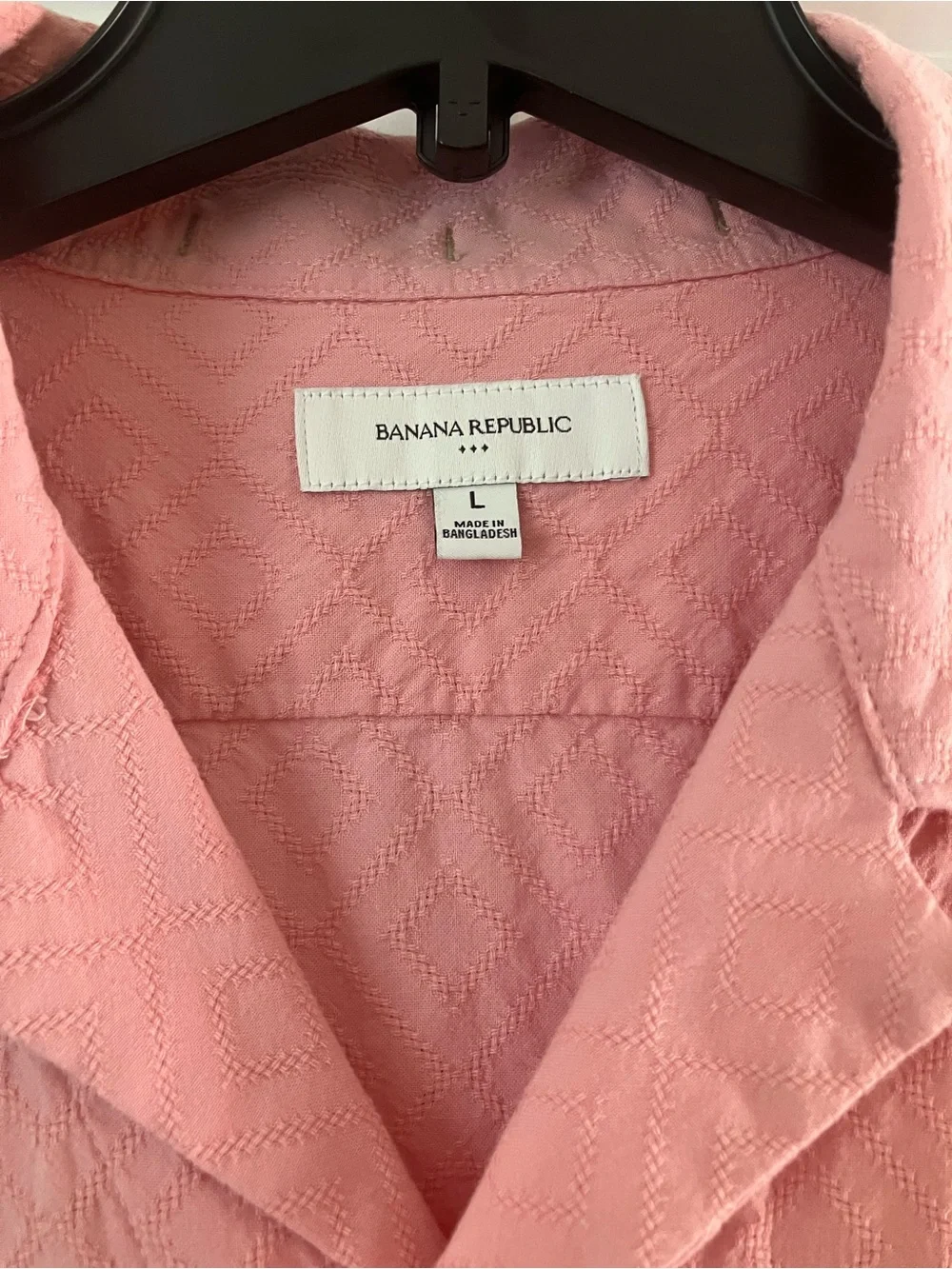 Banana Republic Pink Short-Sleeve Button-Down Camp Shirt